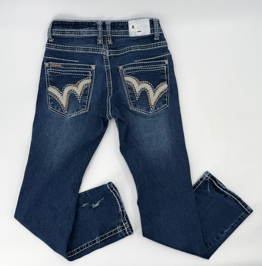Answer Me Jeans Mens 30 Blue Straight Fit Advanced Stretch Low Rise Distressed